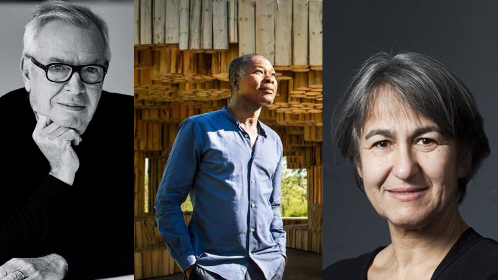 Anne Lacaton (Premio Pritzker 2021), Francis Kéré (Premio Pritzker 2022) y David Chipperfield