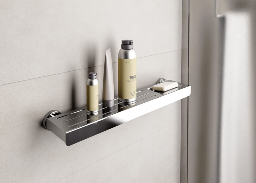 Repisa en aluminio mate para colocar productos en el baño